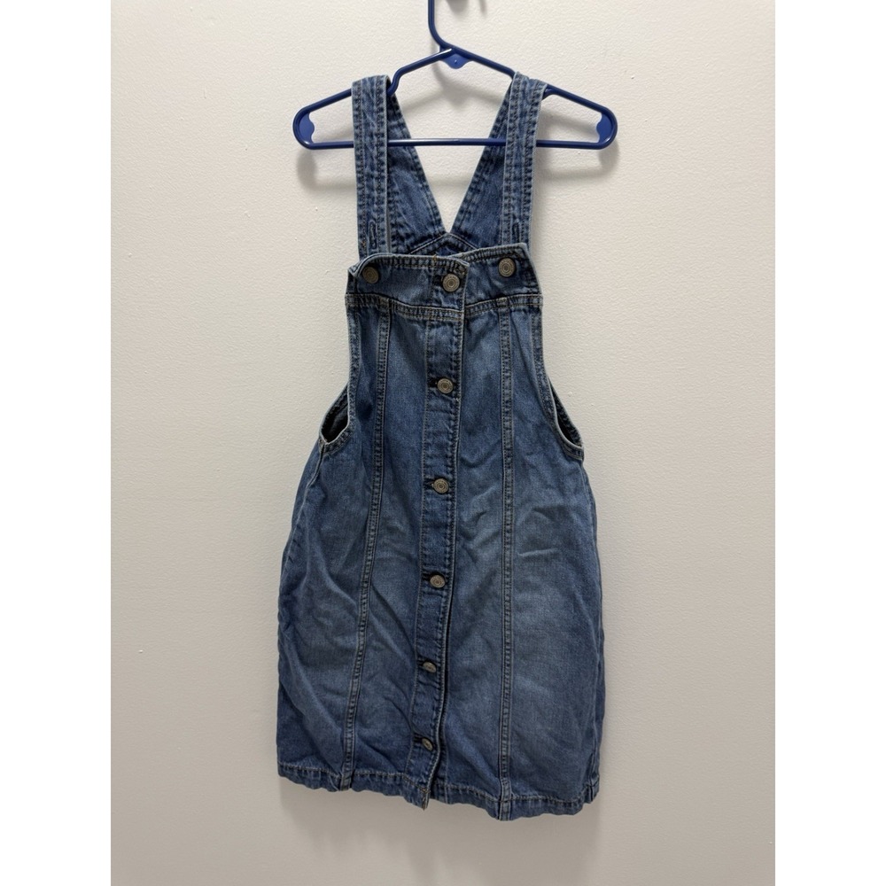 GAP Kids Denim Overall Dress Size L 10-11 Blue Jean Button Front Pinafore